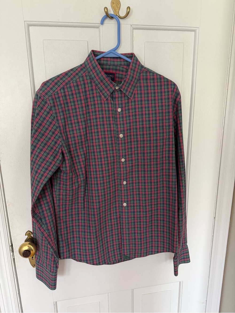 UNTUCKit Green and Red Plaid Long-Sleeve Button-Down Shirt
